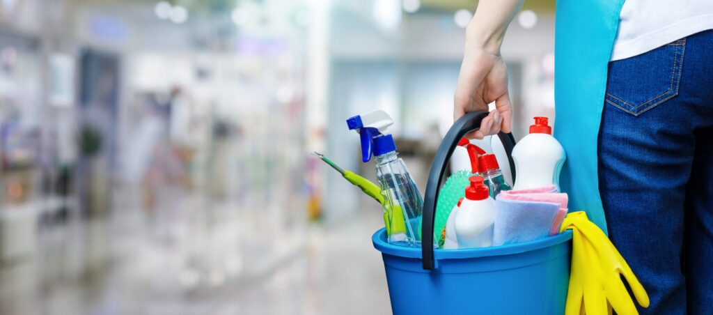 Person cleaning at business